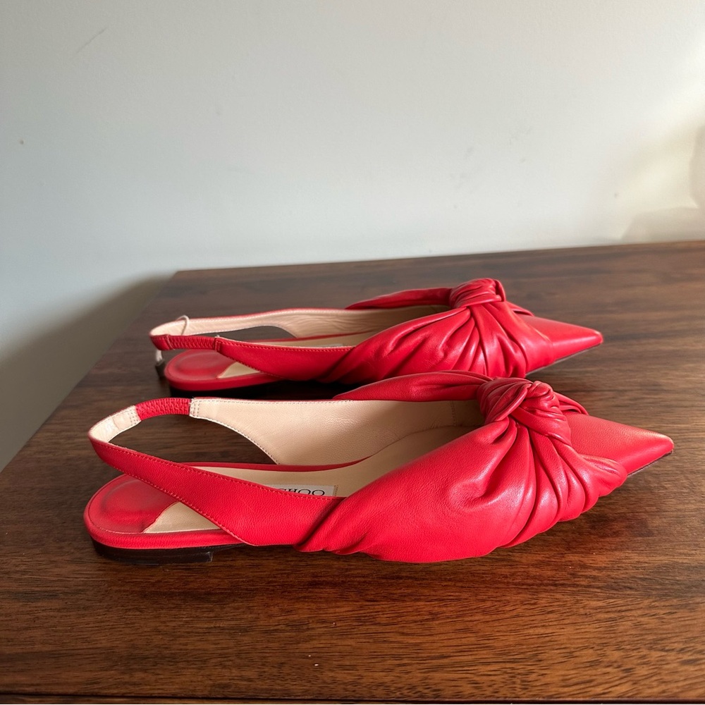 Jimmy Choo Annabell Flat Nap Chilli Leather Flat Shoes size 6 - Picture 7 of 10